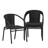 Flash Furniture Lila rattan chair back curve supports relaxed outdoor dining.
