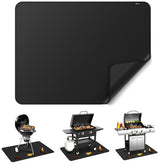 FLASLD under BBQ mat top view protects outdoor surfaces from heat and spills