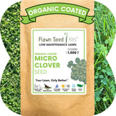 Flawn Seed Kits micro clover seed bag closeup highlighting organic coating for easy germination