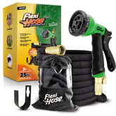Flexi Hose Plus connected to a spigot with 8-function nozzle for easy watering