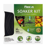 Flexon WS100KITCN 100-foot soaker hose unfurls along garden beds for even watering.