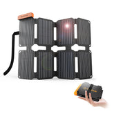 FlexSolar 25W folded-compact panel ready for backpacking adventures.