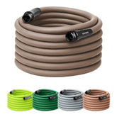Flexzilla Colors garden hose coiled in brown mulch shade for easy storage and quick use