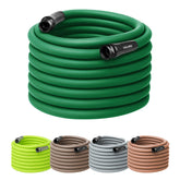 Flexzilla Colors Garden Hose forest green showing leak-free spigot connection for easy watering.