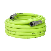 Flexzilla hose in flat coil shows kink-free storage and easy maneuverability.
