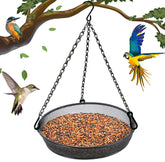 Flinter hanging bird feeder with metal mesh tray ready for garden use and steady seed flow