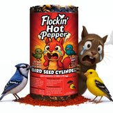 Flockin' hot pepper seed cylinder with center hole visible boosts feeder compatibility.