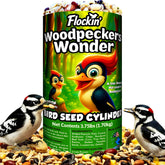 Flockin' Woodpecker Seed Cylinder hole overview for backyard feeders.