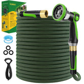 FLOERXIS non-expandable garden hose 150 ft for steady watering and longer lifespan.