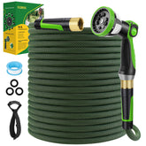 FLOERXIS 75 ft non-expandable hose for extended reach and kink-free watering.