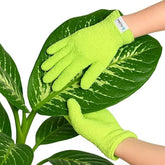 Flora Microfiber Dusting Gloves lifting dust from leaves without scratching.