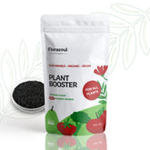 Florasoul odorless seaweed fertilizer flakes in bag for odor-free home plant nutrition.