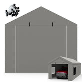 FLOUREE zipper door for 12x20 carport – front view showing proper fit.