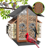 FlowaFoli bird feeder with metal roof offers durable weatherproof protection for outdoor use.