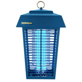 Flowtron bug zapper with 1-acre coverage shown in a backyard.