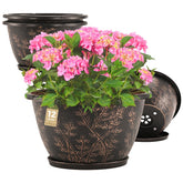 Flowyypo 12-inch flower pot with saucer showing drainage for healthy roots