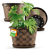 Flowyypo 16-inch planter with embossed flower pattern for elegant indoor decor.