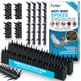Fly-Bye bird spikes provide wide coverage on fences to deter pigeons.