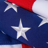 FLYGROW heavy-duty spun polyester USA flag 2.5x4 for outdoor use, weatherproof and fade-resistant.