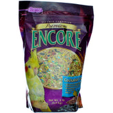 F.M. Browns Wildbird Encore cockatiel food, two 2 lb bags, front view for easy feeding.