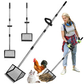 Foandbevi 2in1 scoop action for efficient coop cleanup and litter separation.