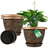 Fodetyff 10-inch planter with circle pattern brightens indoor plant displays.