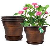 Fodetyff 10-inch round planter with tray for stylish indoor display.