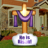 Foilswirl Easter cross inflatable with LED lights standing 110 cm tall for outdoor display.