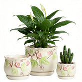 FOLKLORE13 vintage round pot 3.9 inch with drainage, ideal for small succulents.