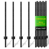 FOREHOGAR metal fence post 4ft black finish for no-dig installation and sturdy support.