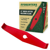 FORESTER 12in mulching blade closeup in hardened steel for durability