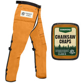FORESTER Chainsaw Chaps outer shell with water and oil resistance for tough outdoor work.