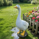 FOREVJHMM porch goose statue in white resin for durable outdoor decor