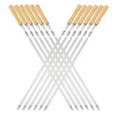 FOWUTAS 22-inch flat stainless steel kabob skewers with wooden handle for even grilling