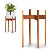 Fox and Fern mid-century tall plant stand displaying 10-inch pot compatibility indoors