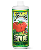 FoxFarm Grow Big liquid plant food bottle showing clear growth potential for vibrant plants