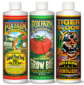 FoxFarm Soil Liquid Trio Pack bottles ready for all stage plant nutrition and growth