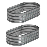 Foxlang oval raised bed assembled exterior view, durable galvanized steel for long-lasting gardens.