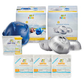FROG @Ease floating system in hot tub maintains balanced water with mineral and SmartChlor technology.