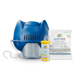 FROG @ease floating system in swim spa for hands-off sanitizing.