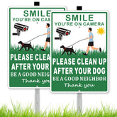 Frohllia sign set in green alerts neighbors to pick up after dogs, keeping yards tidy.