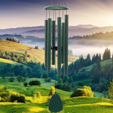 FSVGYY windchimes in forest green, 32-inch front view shows refined outdoor ambiance