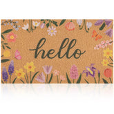 fttoyoly spring door mat with wildflowers border for outdoor welcome and durable use