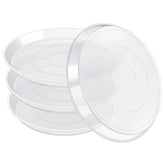 FUIJOL 4-pack clear plant saucers, 16-inch top view, keep soil and surfaces spotless.