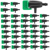 FULAIERGD 50pcs adjustable-drippers with 360° rotation for precise garden watering.