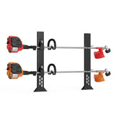Fumingpal trimmer rack on open trailer front view keeps tools secure and ready.