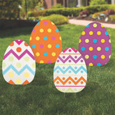 Fun Express giant Easter egg yard sign in bright colors for outdoor displays.