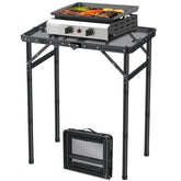 FUNYKICH folding grill table folded with handle, easy to carry on camping trips.