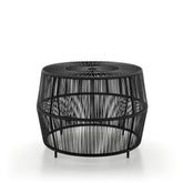 Furniture of America Ysar round outdoor coffee table with metal frame for poolside use