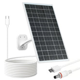 FUTUREZEN 13W solar panel front view powering USB-C cameras outdoors for steady energy.